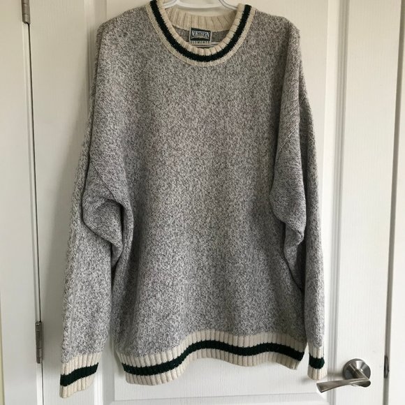 Northern Elements Grey Heather & Green Wool Blend Pullover Sweater XXL Vtg Cabin - Picture 5 of 7